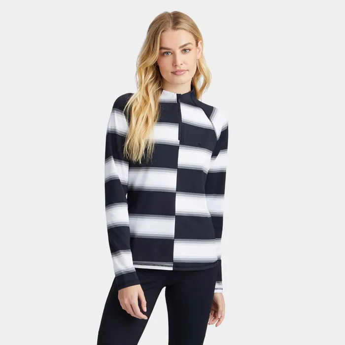Offset Gradient Stripe Tech Quarter Zip Pullover Onyx Women GFORE Tops