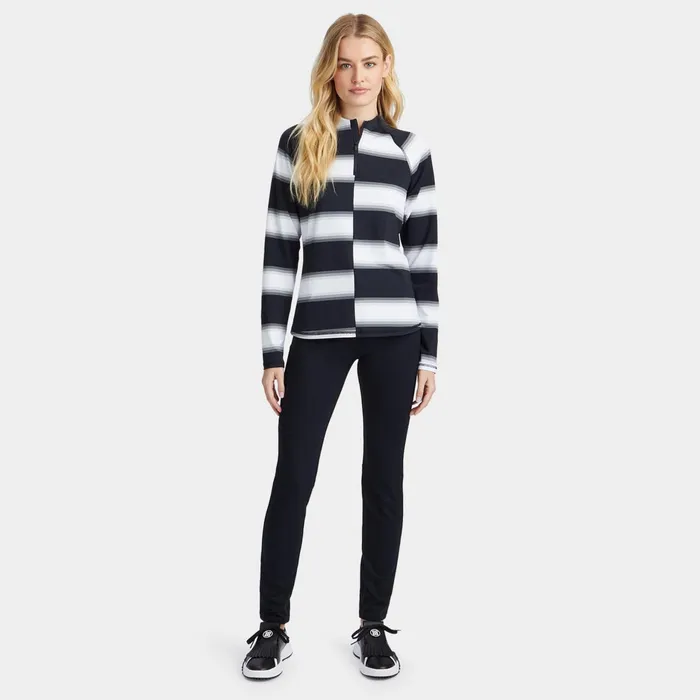 Offset Gradient Stripe Tech Quarter Zip Pullover Onyx Women GFORE Tops