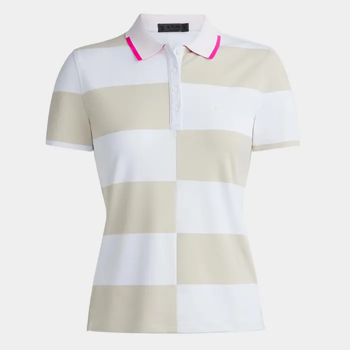 Offset Rugby Stripe Tech Piqu Polo Stone Women GFORE Tops