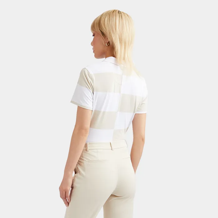 Offset Rugby Stripe Tech Piqu Polo Stone Women GFORE Tops
