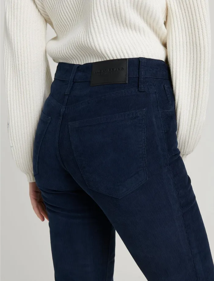 Pants Women Lucky Brand High Rise Bridgette Mini Boot Corduroy Jean American Navy