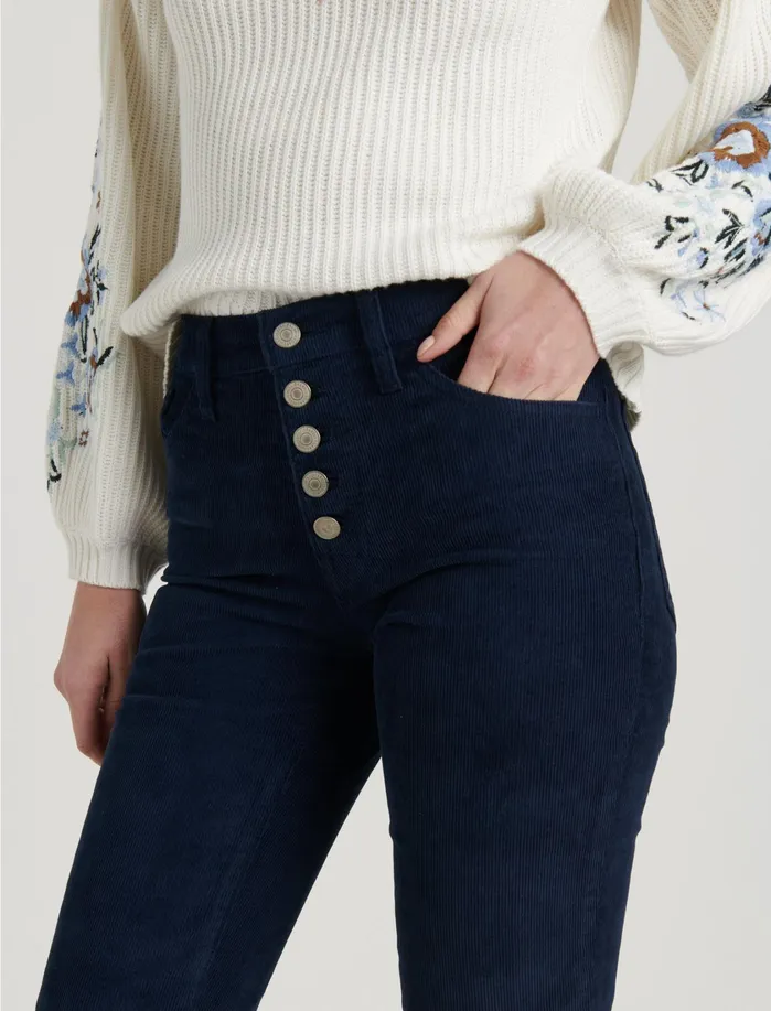 Pants Women Lucky Brand High Rise Bridgette Mini Boot Corduroy Jean American Navy