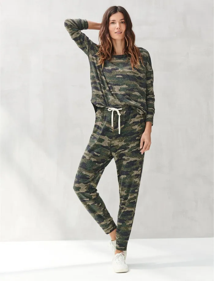 Pants Women Lucky Brand Printed Brushed Hacci Jogger Camouflage