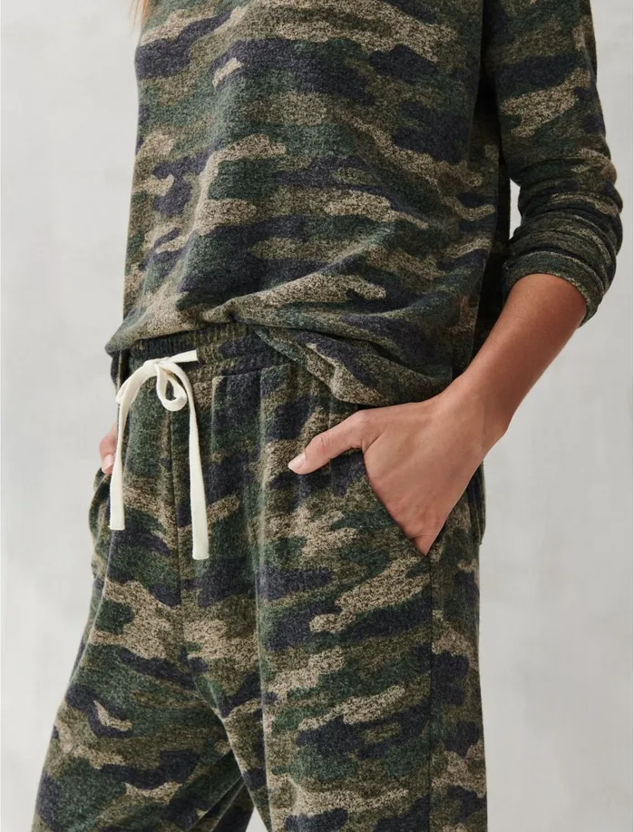 Pants Women Lucky Brand Printed Brushed Hacci Jogger Camouflage