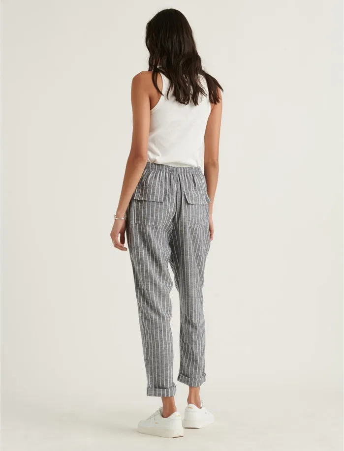 Pants Women Lucky Brand Relaxed Linen Pant Grey Multi