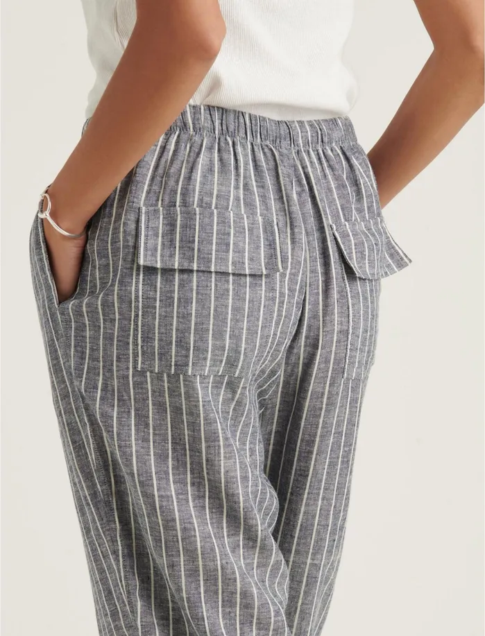 Pants Women Lucky Brand Relaxed Linen Pant Grey Multi
