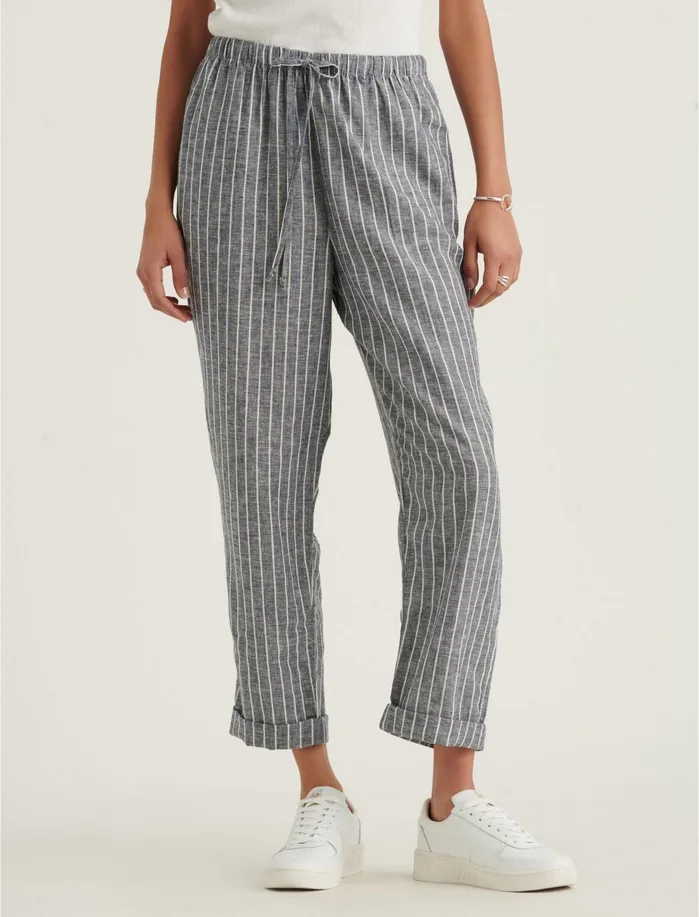 Pants Women Lucky Brand Relaxed Linen Pant Grey Multi