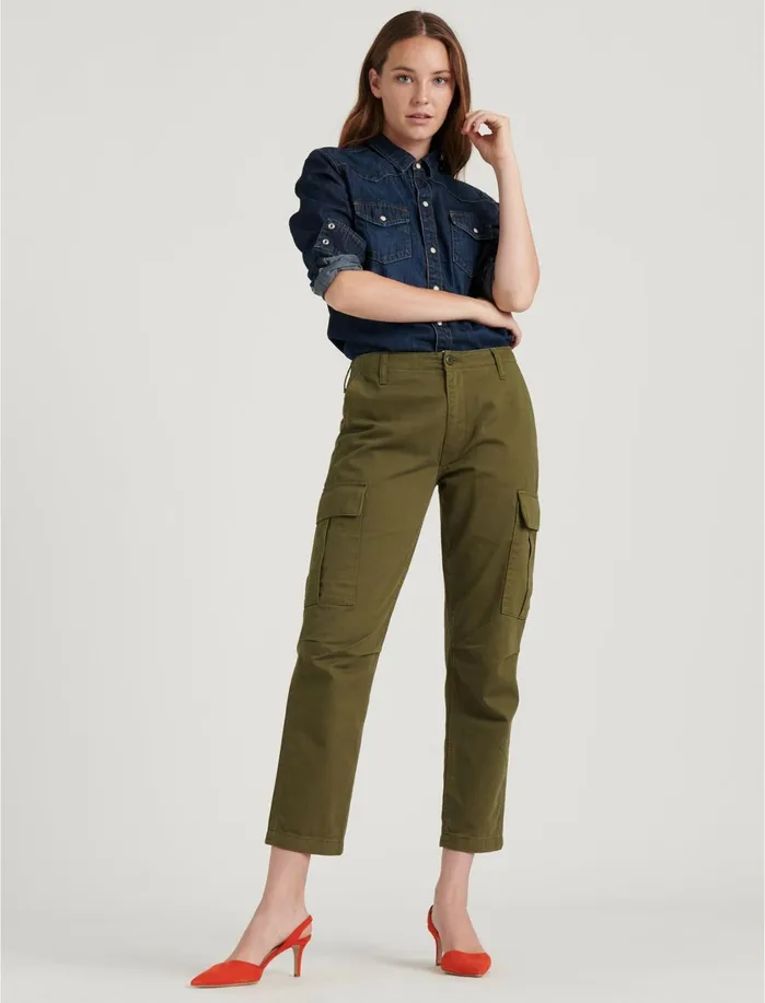 Pants Women Lucky Brand Utility Cargo Palm Green
