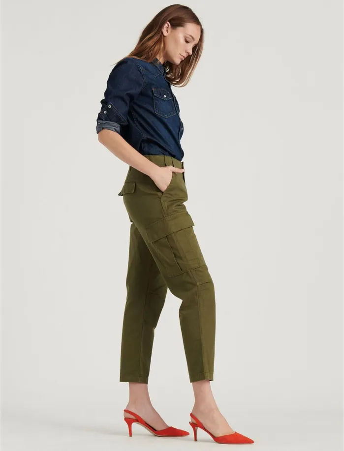 Pants Women Lucky Brand Utility Cargo Palm Green