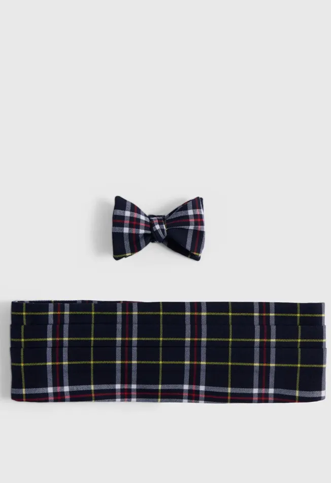 Paul Stuart Accessories Wool Plaid Bow Tie And Cummerbund Set Blackwhite 8211 Men