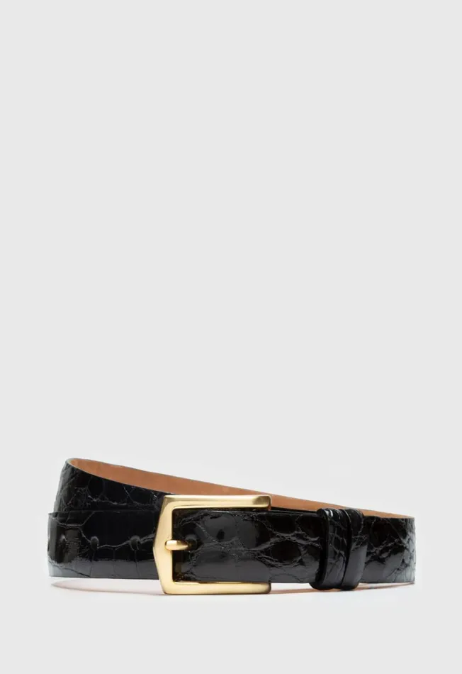 Paul Stuart Belts Menx27s Glazed Alligator Belt In Black 8211 Paul Stuart Black 8211 Men