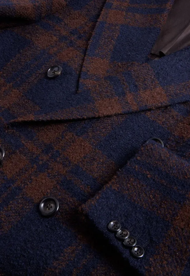 Paul Stuart Coats and Outerwear Double Breasted Boucle Plaid Coat Navybrown 8211 Men Paul Stuart Coats and Outerwear Double Breasted Boucle Plaid Coat Navybrown 8211 Men
