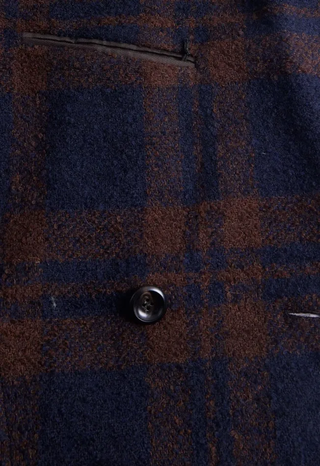 Paul Stuart Coats and Outerwear Double Breasted Boucle Plaid Coat Navybrown 8211 Men Paul Stuart Coats and Outerwear Double Breasted Boucle Plaid Coat Navybrown 8211 Men