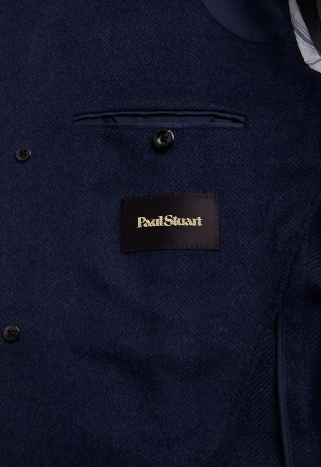Paul Stuart Coats and Outerwear Wool and Cashmere Herringbone Coat Mid Blue 8211 Men Paul Stuart Coats and Outerwear Wool and Cashmere Herringbone Coat Mid Blue 8211 Men