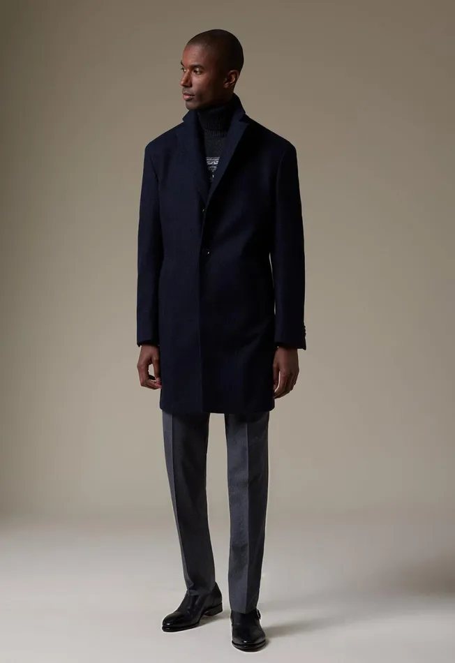 Paul Stuart Coats and Outerwear Wool Herringbone Coat Navy 8211 Men Paul Stuart Coats and Outerwear Wool Herringbone Coat Navy 8211 Men