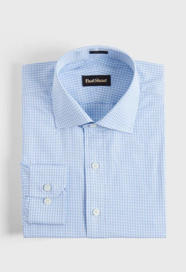 Paul Stuart Dress Shirts Check Slim Fit Dress Shirt Light Blue 8211 Men
