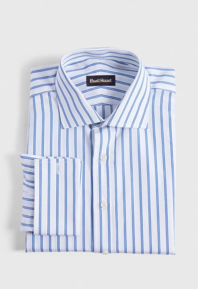 Paul Stuart Dress Shirts Double Track Stripe Dress Shirt Blue 8211 Men