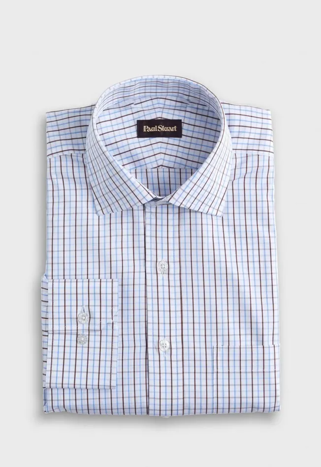 Paul Stuart Dress Shirts Graph Check Dress Shirt Light Blue 8211 Men