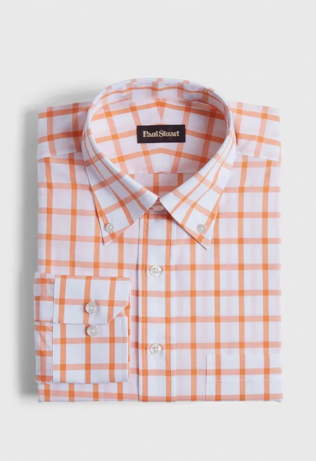 Paul Stuart Dress Shirts Oversized Windowpane Cotton Dress Shirt Orange 8211 Men Paul Stuart Dress Shirts Oversized Windowpane Cotton Dress Shirt Orange 8211 Men