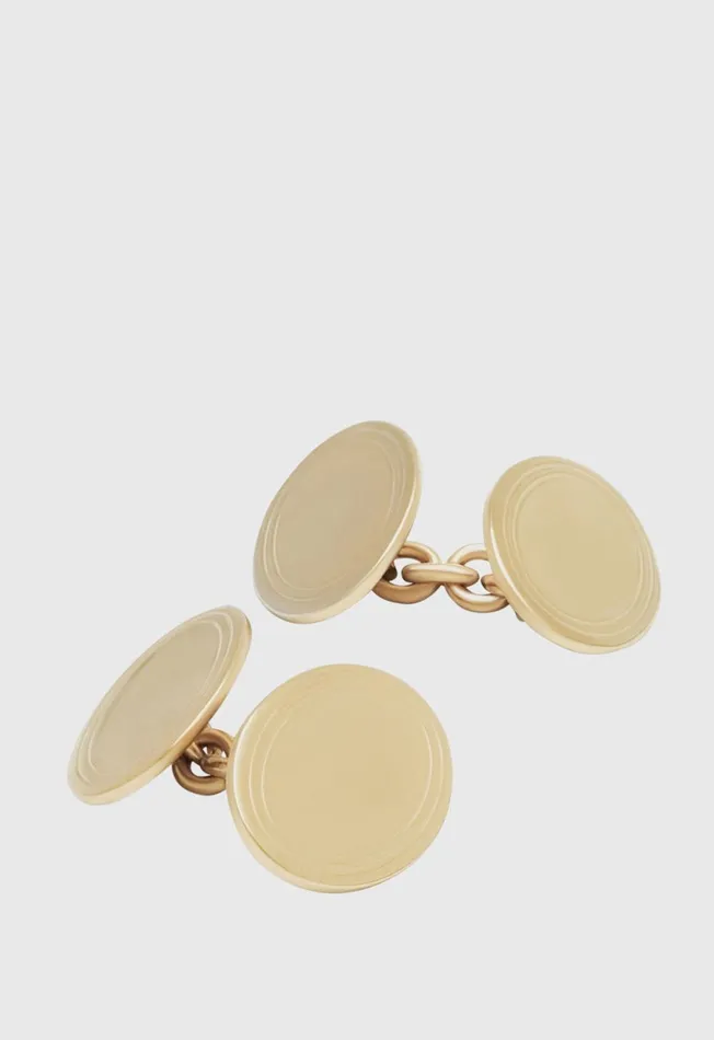 Paul Stuart Jewelry Double Oval Engine Turned Cufflinks Gold 8211 Men