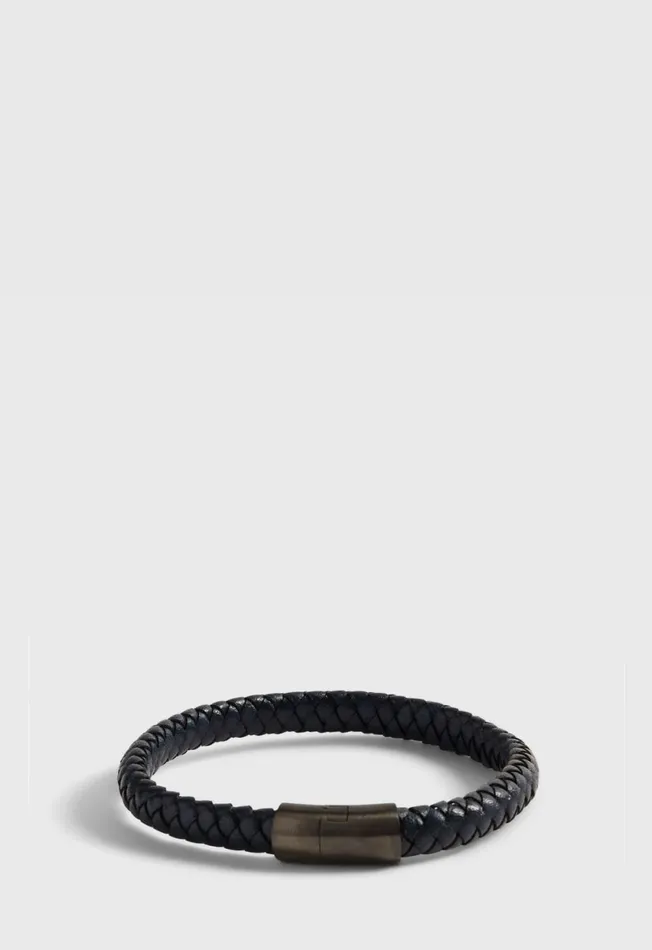 Paul Stuart Jewelry Navy Braided Leather Bracelet With Sterling Silver Closure Navy 8211 Men Paul Stuart Jewelry Navy Braided Leather Bracelet With Sterling Silver Closure Navy 8211 Men