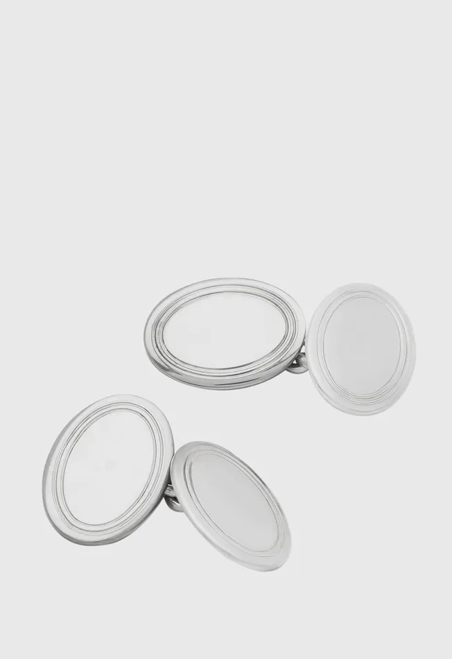 Paul Stuart Jewelry Sterling Silver Double Oval Cuff Links Silver 8211 Men