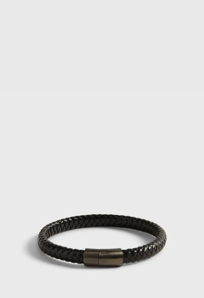 Paul Stuart Jewelry Woven Leather Bracelet With Sterling Silver Black 8211 Men Paul Stuart Jewelry Woven Leather Bracelet With Sterling Silver Black 8211 Men