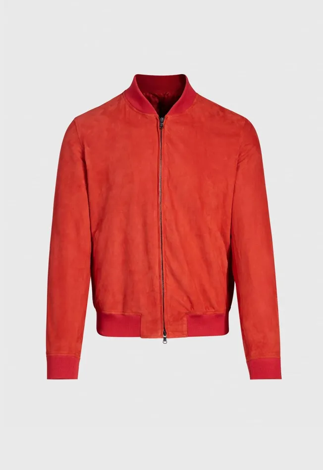 Paul Stuart Outerwear Red Suede Blouson Jacket Red 8211 Men