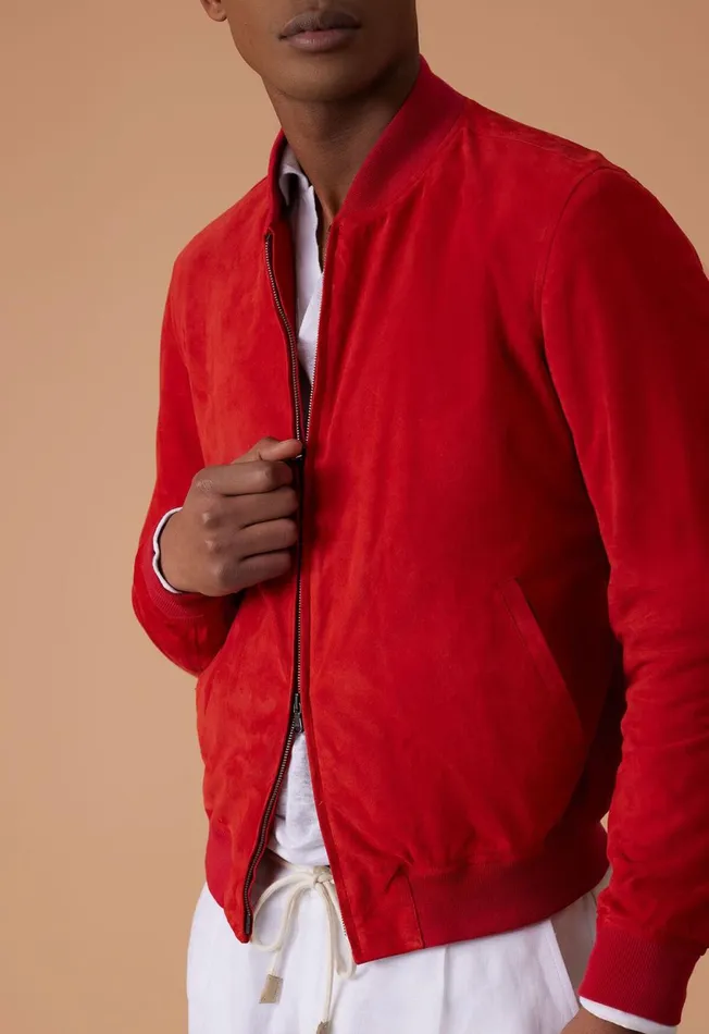 Paul Stuart Outerwear Red Suede Blouson Jacket Red 8211 Men Paul Stuart Outerwear Red Suede Blouson Jacket Red 8211 Men