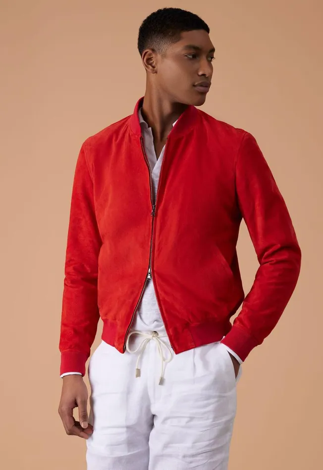Paul Stuart Outerwear Red Suede Blouson Jacket Red 8211 Men Paul Stuart Outerwear Red Suede Blouson Jacket Red 8211 Men