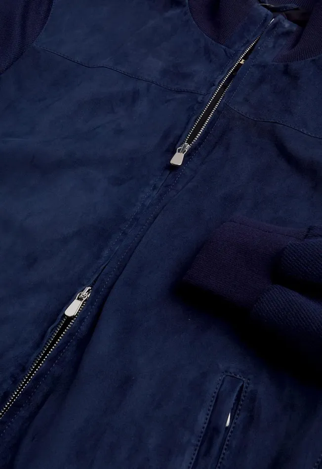 Paul Stuart Outerwear Suede And Jersey Bomber Jacket Blue 8211 Men Paul Stuart Outerwear Suede And Jersey Bomber Jacket Blue 8211 Men