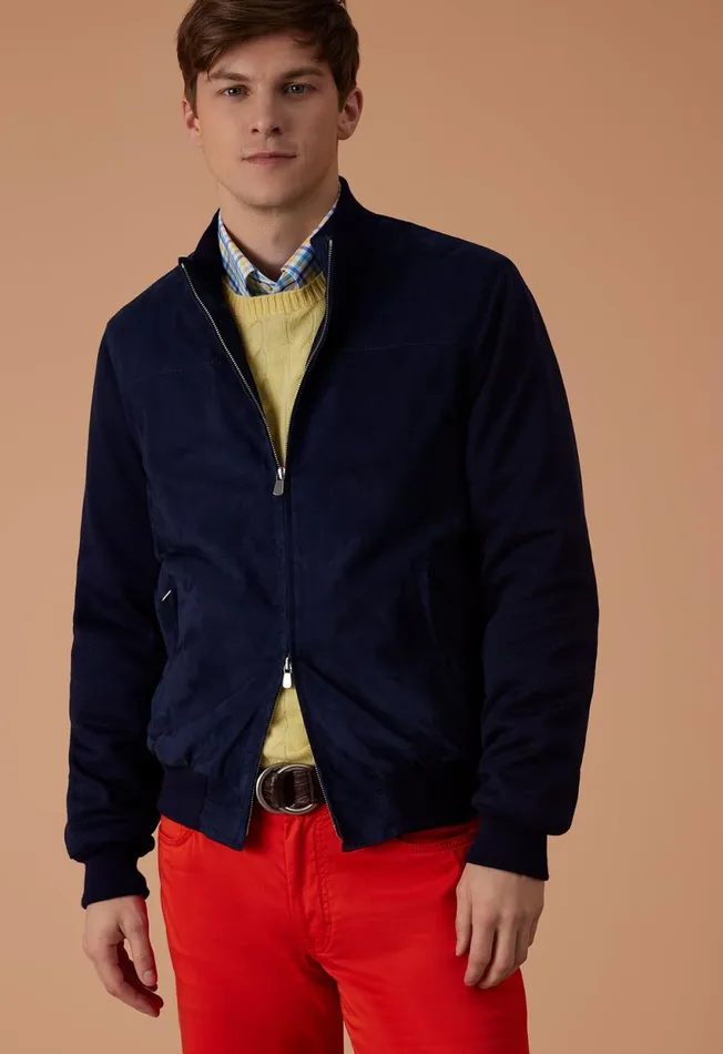 Paul Stuart Outerwear Suede And Jersey Bomber Jacket Blue 8211 Men Paul Stuart Outerwear Suede And Jersey Bomber Jacket Blue 8211 Men