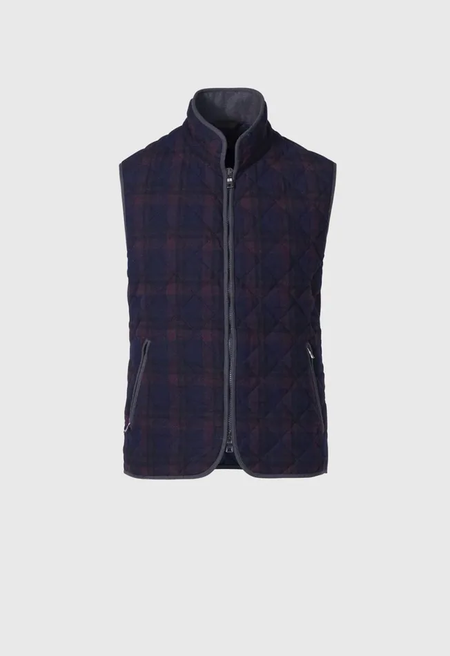 Paul Stuart Outerwear Wool Plaid Quilted Vest Navyburgundy 8211 Men