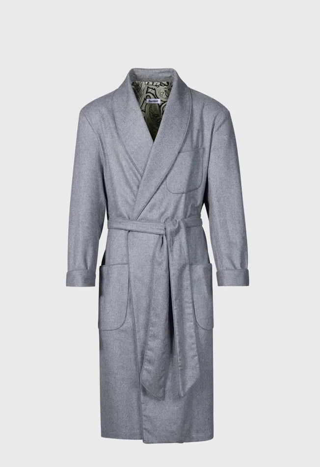 Paul Stuart Pajamas and Loungewear Grey Herringbone Robe Grey 8211 Men