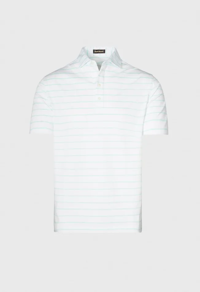 Paul Stuart Polos Pencil Stripe On White Ground Performance Polo Medium Blue 8211 Men Paul Stuart Polos Pencil Stripe On White Ground Performance Polo Medium Blue 8211 Men