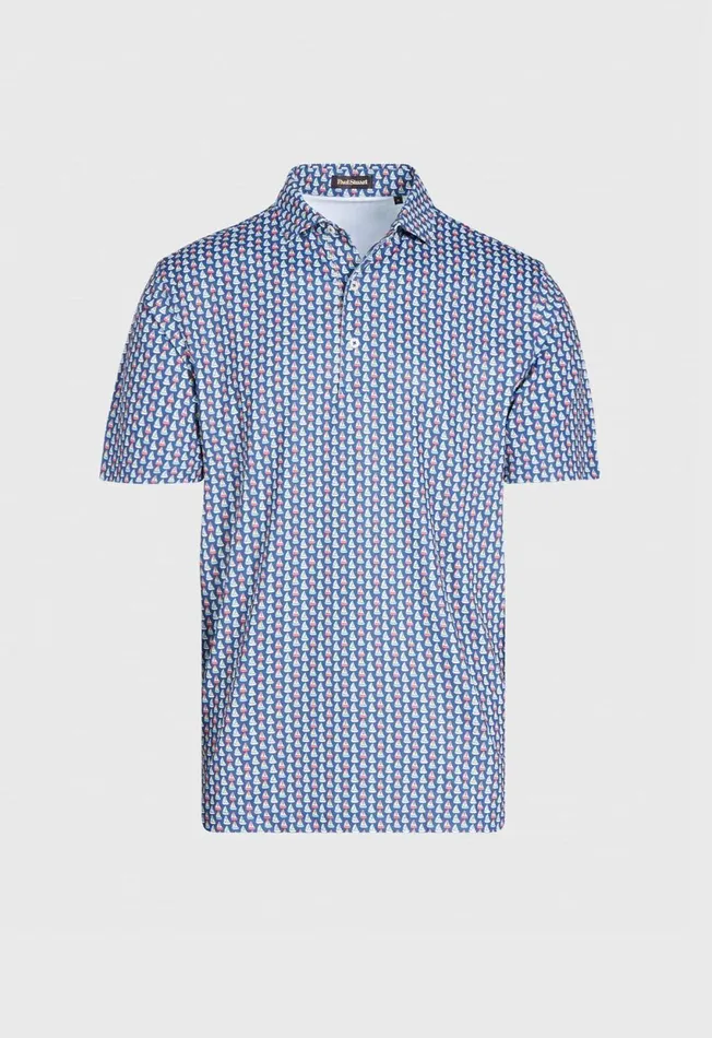 Paul Stuart Polos Sailboat Print Performance Polo Navy 8211 Men