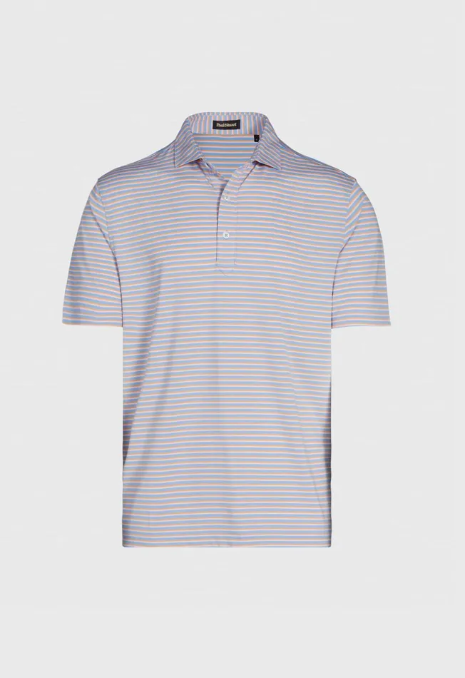 Paul Stuart Polos Three Color Stripe Performance Polo Light Blueorange 8211 Men Paul Stuart Polos Three Color Stripe Performance Polo Light Blueorange 8211 Men