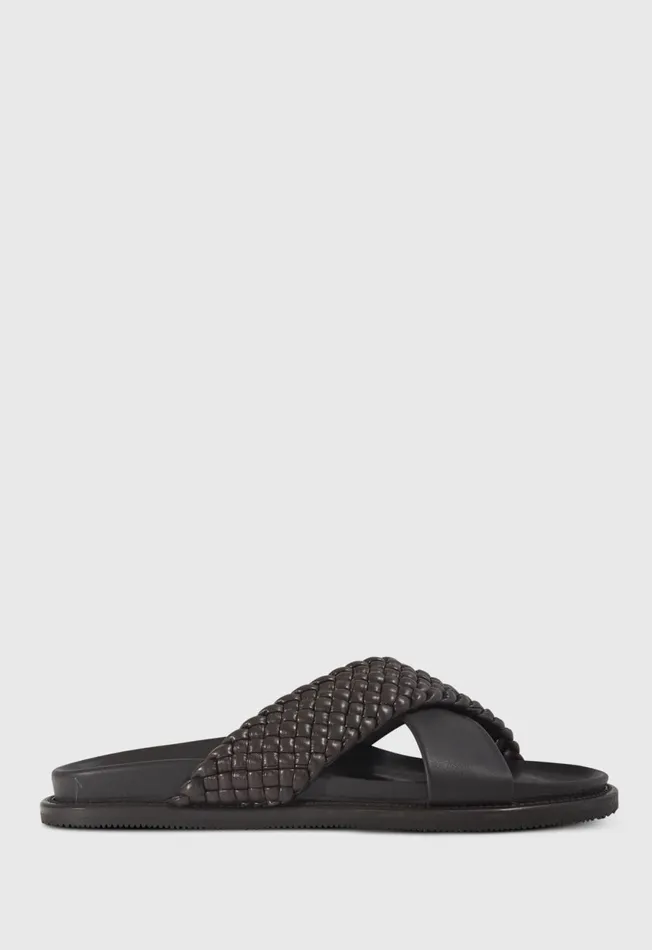 Paul Stuart Sandals Palau Woven Leather Slide Black 8211 Men