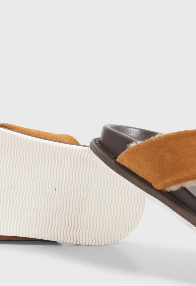Paul Stuart Sandals Punta III Shearling Crossover Slide Cognac 8211 Men Paul Stuart Sandals Punta III Shearling Crossover Slide Cognac 8211 Men