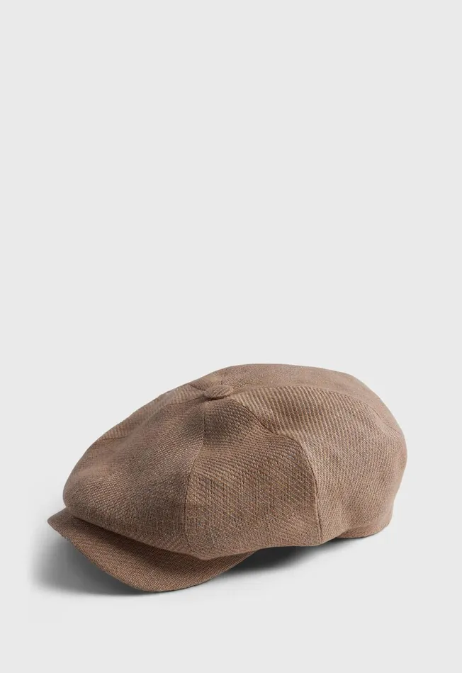 Paul Stuart Scarves Hats Gloves Linen Newsboy Hat Beige 8211 Men