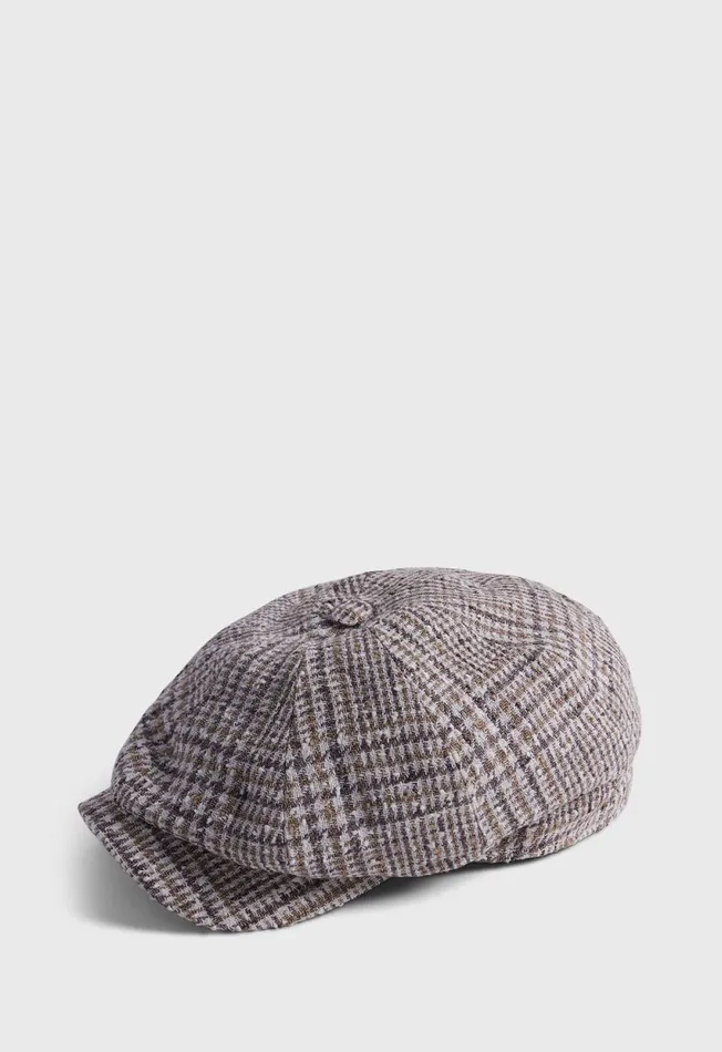 Paul Stuart Scarves Hats Gloves Plaid Newsboy Hat Light Blue 8211 Men