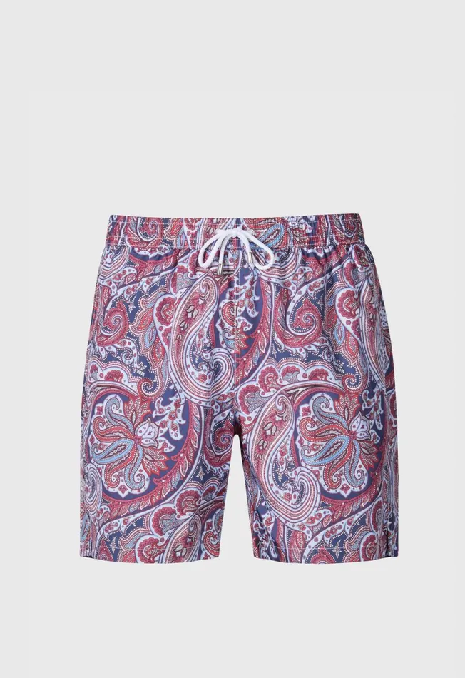 Paul Stuart Shorts and Swim Trunks Paisley Print Swim Trunk Bluered 8211 Men