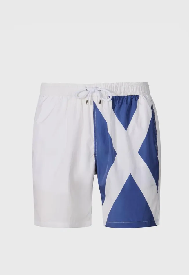 Paul Stuart Shorts and Swim Trunks Printed Flag Swim Shorts Navywhite 8211 Men