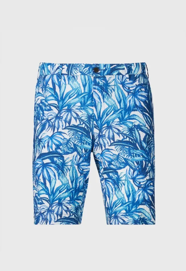 Paul Stuart Shorts and Swim Trunks Printed Seersucker Walk Short Whiteblue 8211 Men