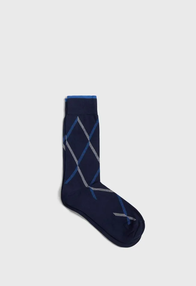 Paul Stuart Socks Cotton Blend Argyle Sock Medium Blue 8211 Men