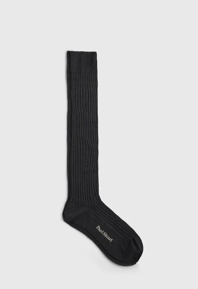 Paul Stuart Socks Cotton Ribbed Sock Black 8211 Men