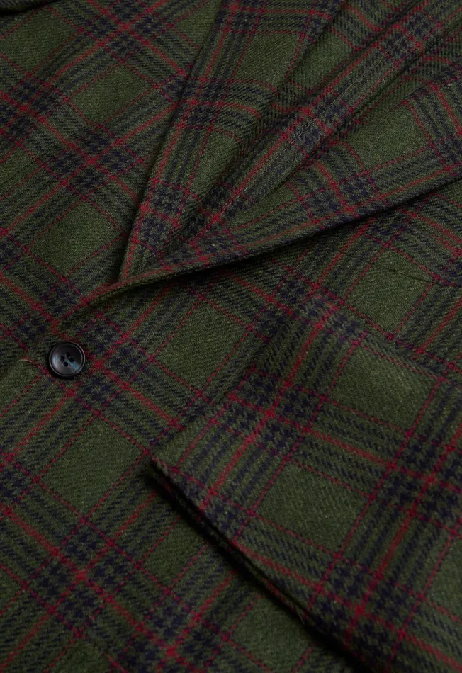 Paul Stuart Sport Jacket and Blazers Plaid Wool Soft Constructed Jacket Greenred 8211 Men