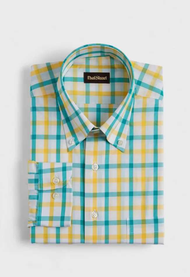 Paul Stuart Sport Shirts Check Sport Shirt Greenyellow 8211 Men