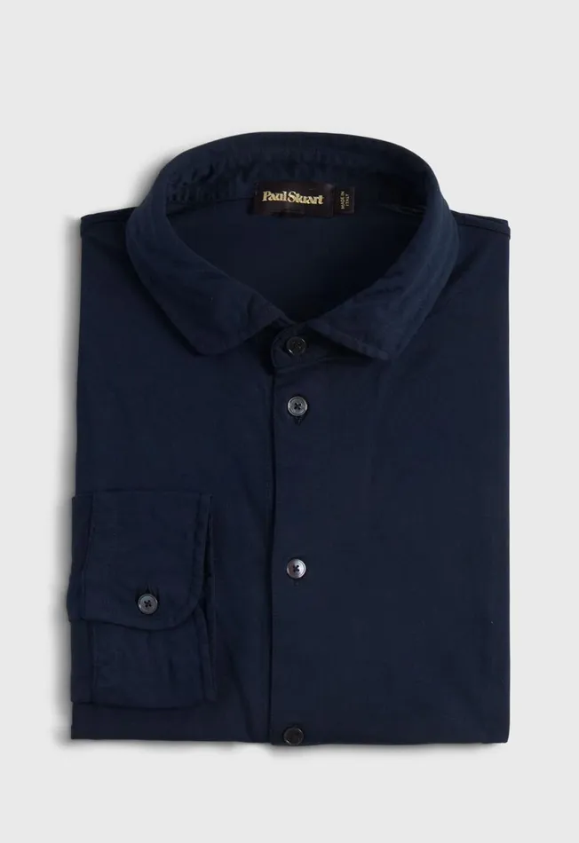 Paul Stuart Sport Shirts Cotton Button Through Shirt Navy 8211 Men