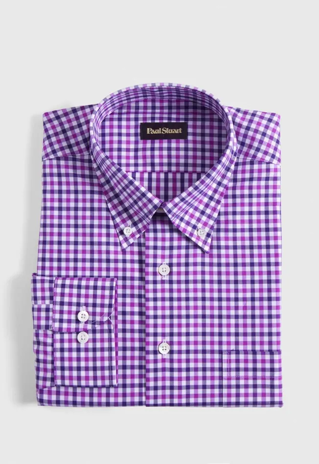 Paul Stuart Sport Shirts Cotton Check Sport Shirt Blue 8211 Men